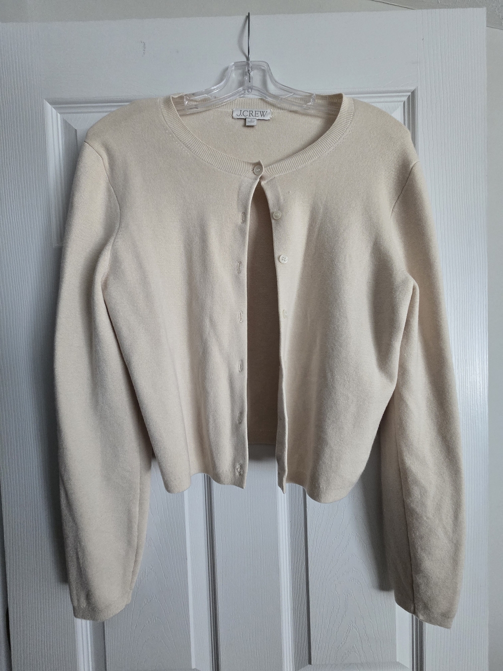 J. Crew Cream Button-Up Crewneck Cardigan